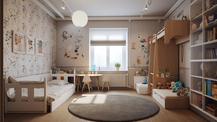 a children's room, which is every child's dream, beautiful colors, cozy room, cool design