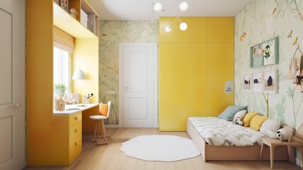 a children's room, which is every child's dream, beautiful colors, cozy room, cool design