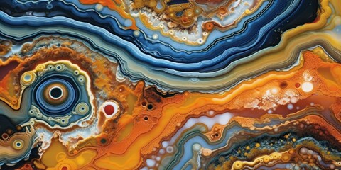 Close up view of the vibrant swirling colors of paint. Beautiful illustration picture. Generative AI
