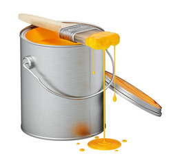 Paint can and brush on transparent background. - obrazy, fototapety, plakaty