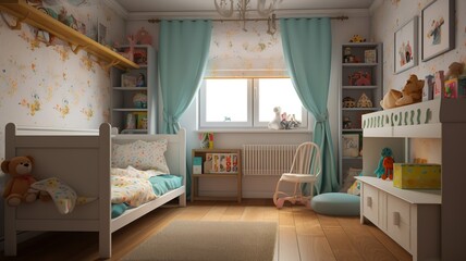 a children's room, which is every child's dream, beautiful colors, cozy room, elegant design
