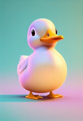 3D duck character over pastel background AI generated