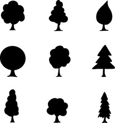 silhouette of a tree isolated. Isolated Dead tree on the white background. Dead tree silhouettes. 