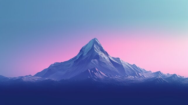 Blue colored. Stunning minimalist image of the mountain. Beautiful illustration picture. Generative AI