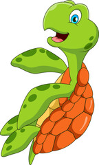 Cute turtle mascot cartoon posing