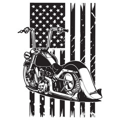Motorcycle eps American flag Vector Graphics Clipart eps File Types Motor Bike Biker Rider American Flag Black and white