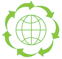 Recycle oil icon vector.  sustainability,environment Oil Drop with Circular Arrows.  Vector Isolated Illustration