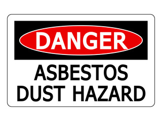 Danger, asbestos dust hazard.  Warning sign  with text on health risk in this area.