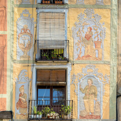 typical buildings facade in el Born area, Barcelona, Spain - 603940967