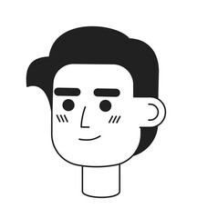 Attractive guy with slicked-back hair monochrome flat linear character head. Classic haircut. Editable outline hand drawn human face icon. 2D cartoon spot vector avatar illustration for animation