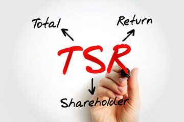 TSR Total Shareholder Return - measure of the performance of different companies' stocks and shares...