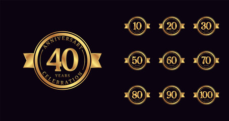 Anniversary emblem logo. Birthday celebration with luxury and elegant concept for age celebration moment