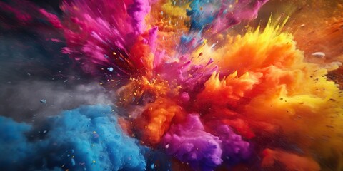 Obraz na płótnie Canvas AI Generated. AI Generative. Holi powderr explosion photo realistic illustration. Graphic Art