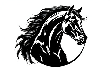Naklejka na ściany i meble Horse head in black and white colors, illustration for your design, Generative AI