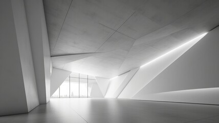 Obraz premium A modern and minimalist architecture. Interior of a spacious hall created with generative ai technology.