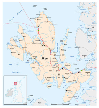 Vector road map of the Scottish Isle of Skye