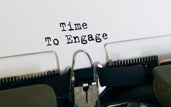 Text Time to engage typed on retro typewriter