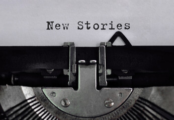 Text new stories typed on retro typewriter