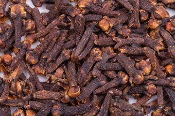 Clove. Dried Clove on wooden background. Spices concept. food background. Top view
