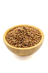 Sumac seeds. Dried sumac berries isolated on white background. Spice concept