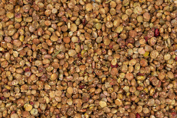 Sumac seeds. Dried sumac berries isolated on white background. Spices concept. food background. Top view