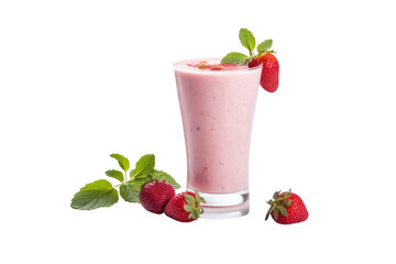 Strawberry smoothie isolated on transparent background. Generative ai