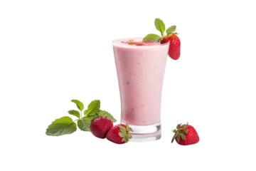 Gordijnen Strawberry smoothie isolated on transparent background. Generative ai © Areerat