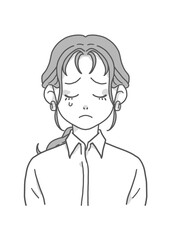 白シャツの泣く女性（グレー）