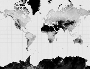Black and White map Illustration of the world. Map of the earth © Bar