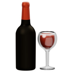 The Bottle Of Wine 3D Icon 