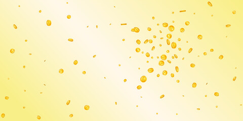 American dollar coins falling. Scattered gold USD
