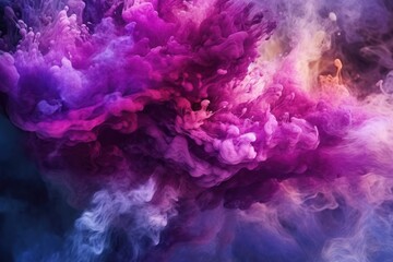 Fototapeta premium Shimmering Glitter Steam Clouds in Fuchsia Purple. Abstract Art. Postprocessing Generative AI.