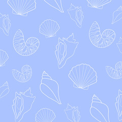 Pattern of seashells. Vector, print, textile, wrapping paper, background.	