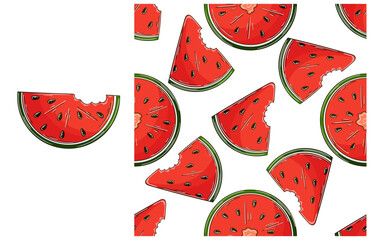 Seamless pattern for kitchen, restaurant or shop. Set in hand draw style