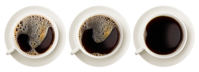 Cup of coffee, isolated on white background, full depth of field