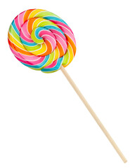 Colorful lollipop isolated on white background, full depth of field, clipping path