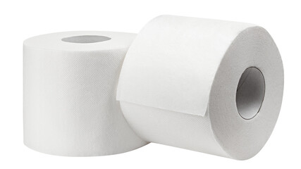 Toilet paper isolated on white background, full depth of field