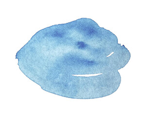 Watercolor blue abstract spot texture isolated on white background. Vector illustration
