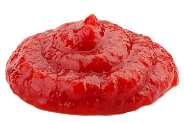 tomato sauce, ketchup splashes, isolated on white background, clipping path, full depth of field