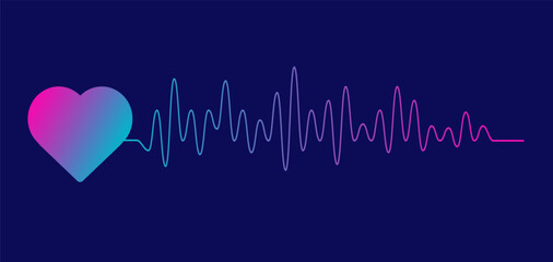 Heartbeat line icon on blue background. Pulse Rate Monitor. Vector illustration.