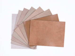 samples of colored leather on a white background