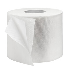 Toilet paper isolated on white background, full depth of field