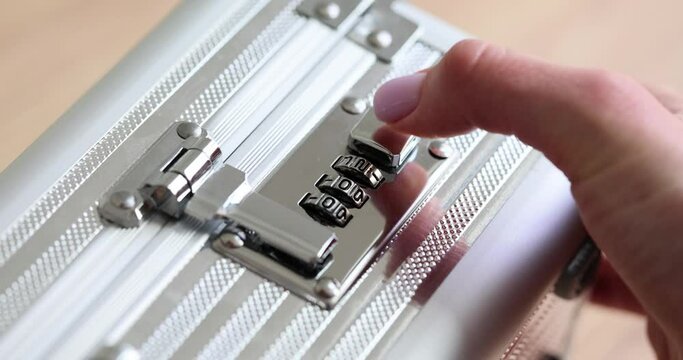 Lock on case or suitcase air travel security. Combination lock on business case
