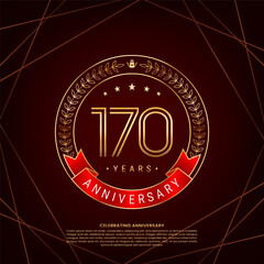 170th anniversary logo with golden laurel wreath and double line numbers, logo design for anniversary celebration event, double line style vector design