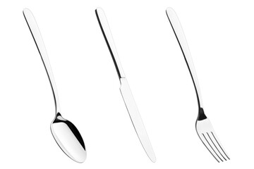fork, knife, spoon, cutlery isolated on white background