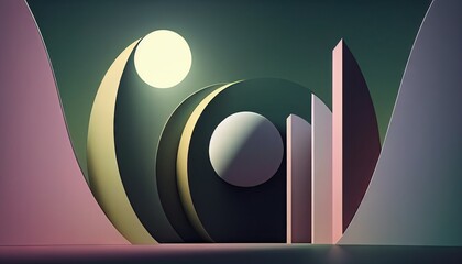 green and pink circle futuristic tone minimal frat ray abstract Elegant Modern AI-generated illustration