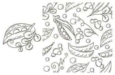 Coloring pattern for kitchen, restaurant or shop. Set in hand draw style