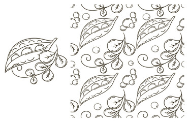 Fototapeta premium Coloring pattern for kitchen, restaurant or shop. Set in hand draw style
