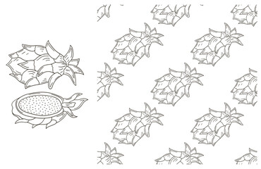 Coloring pattern for kitchen, restaurant or shop. Set in hand draw style