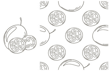 Coloring pattern for kitchen, restaurant or shop. Set in hand draw style